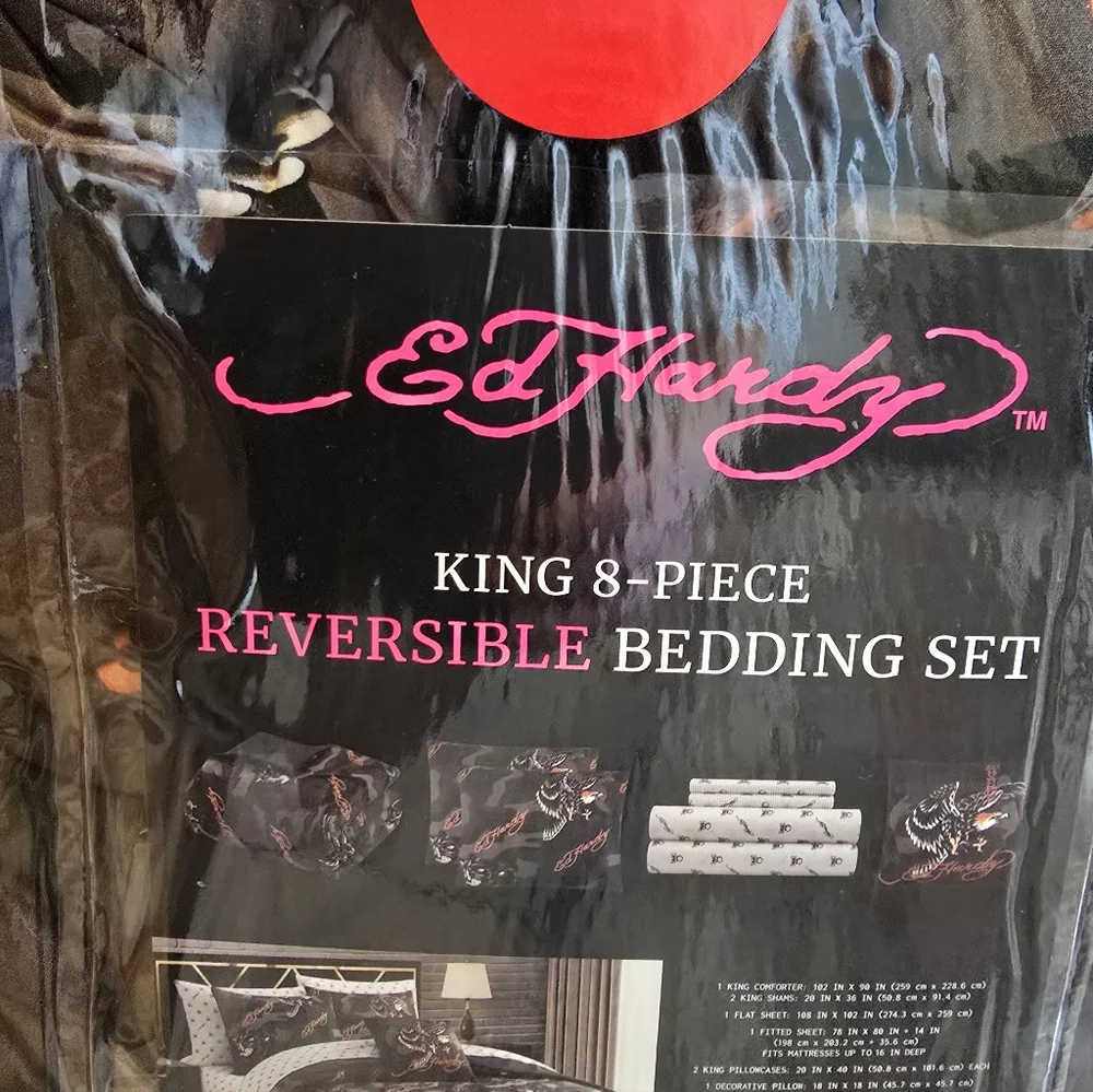 Ed Hardy King reversible 8piece Bedding set new